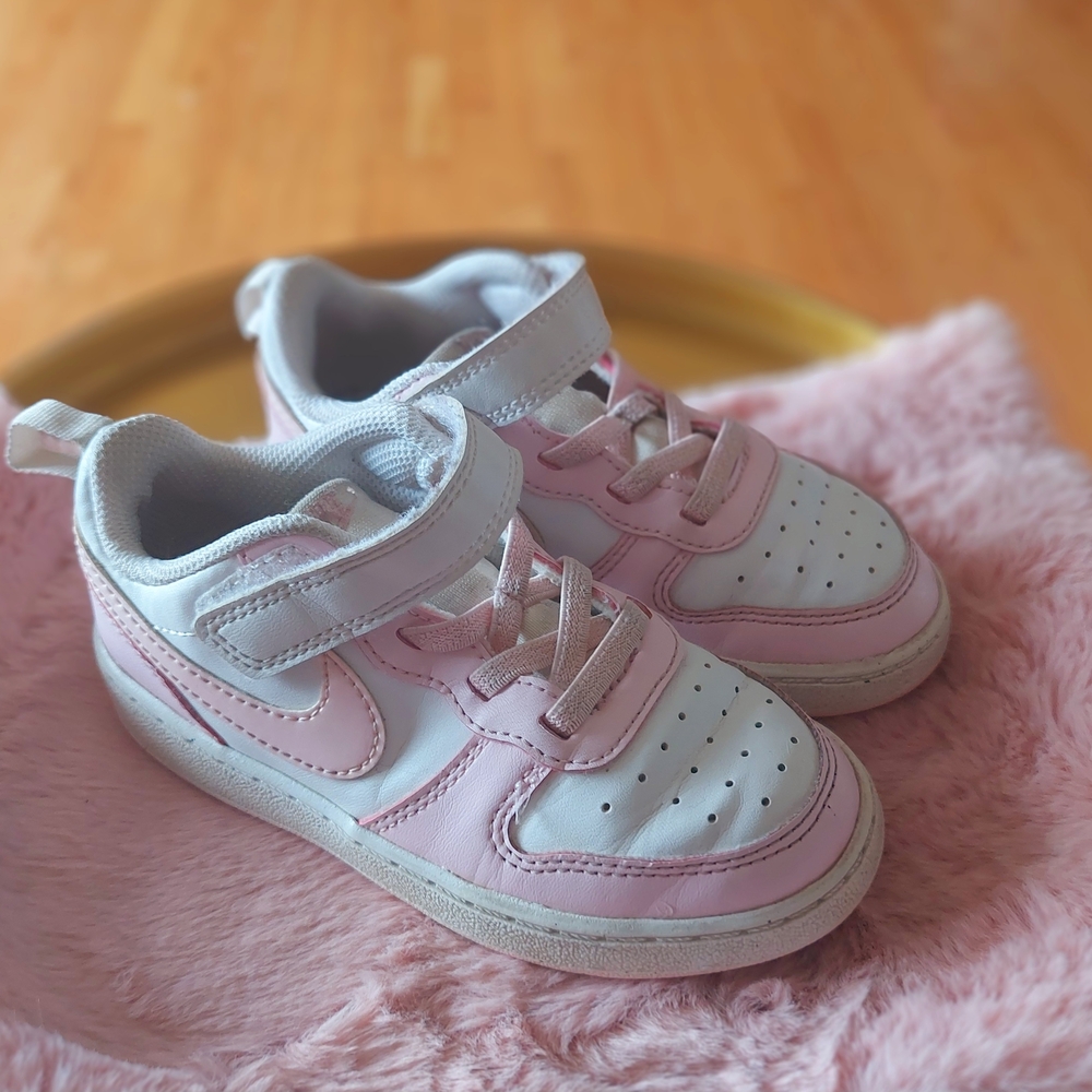 Nike Pink and White Velcro Sneakers